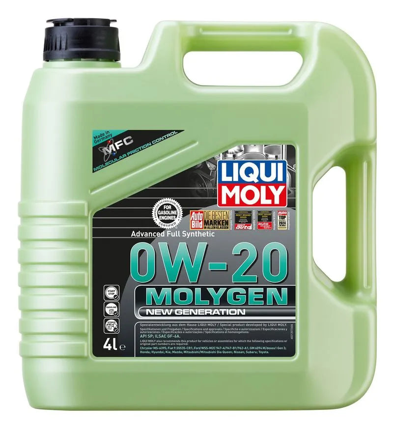 Aceite Sintético 100% Alemán Liqui Moly Molygen 0W-20 – 4 Litros (Antifriccionante con Tungsteno)
