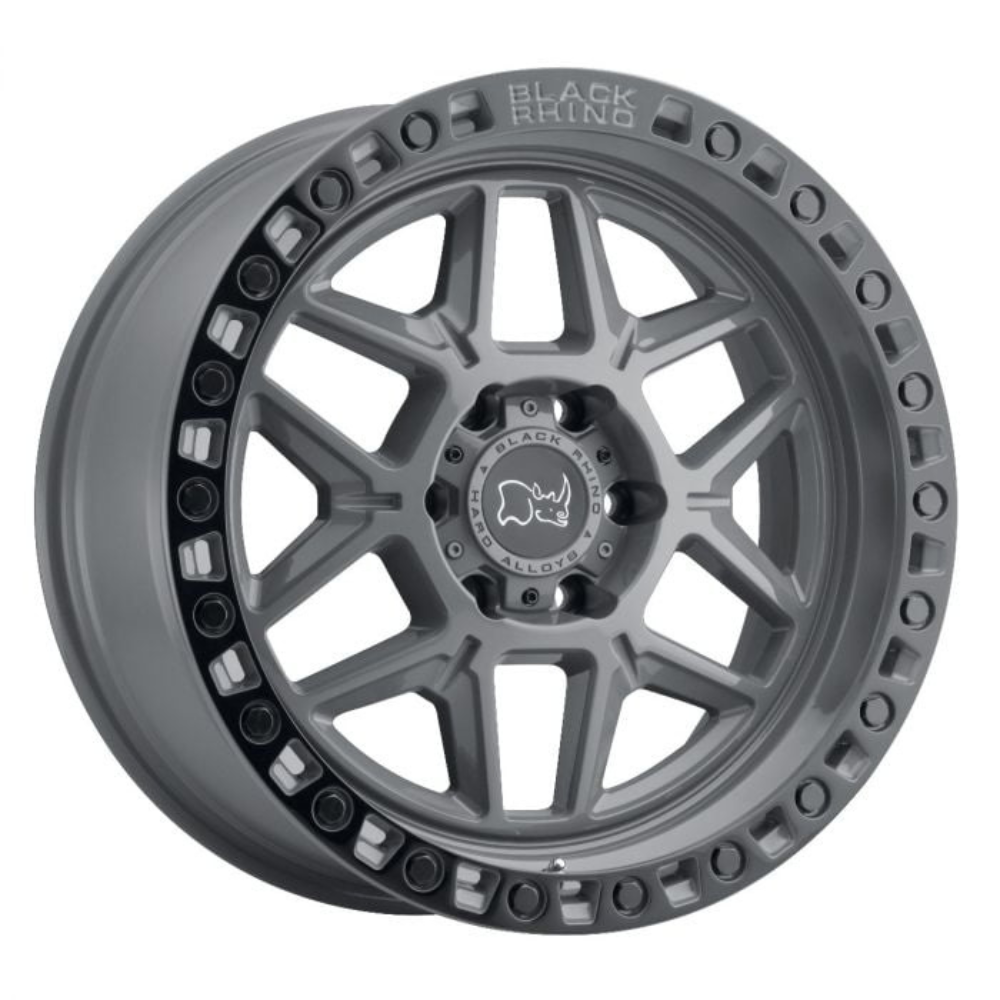 JUEGO DE 4 LLANTAS  17X9.0 6X139.7/-12 BLACK RHINO KELSO BATTLESHIP GRAY W/BLACK