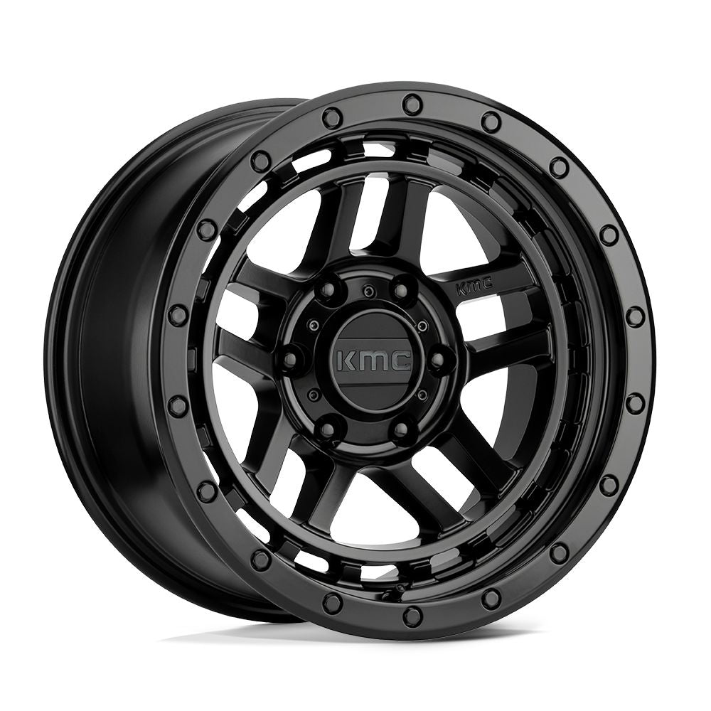 Juego de 4 Llantas KMC Recion 17x9.0 | 6x139.7 | ET -12 | Satin Black | CB 106.25