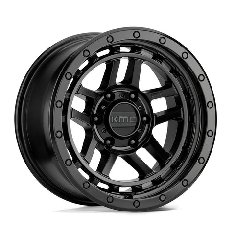 Juego de 4 Llantas KMC Recion 17x9.0 | 6x139.7 | ET -12 | Satin Black | CB 106.25