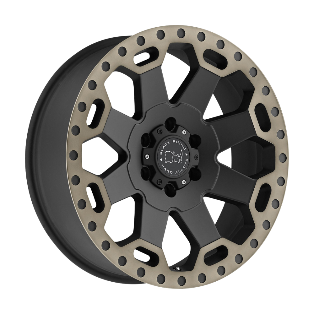 JUEGO DE 4 LLANTAS  17x9.0 6X139.7/-12 BLACK RHINO WARLORD  MATTE BLACK W/MACHIN