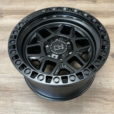 JUEGO DE 4 LLANTAS  17X9.0 6X139.7/-12 BLACK RHINO KELSO MATTE BLACK W/BLACK BOL